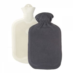 Bouillotte en caoutchouc avec housse polaire - 2 L - Polaire - Gris