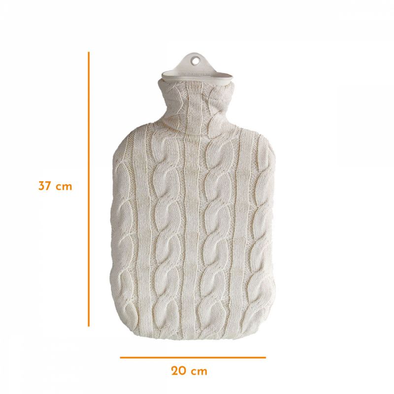 Bouillotte en caoutchouc avec housse coton - 2 L - Plaid - Beige