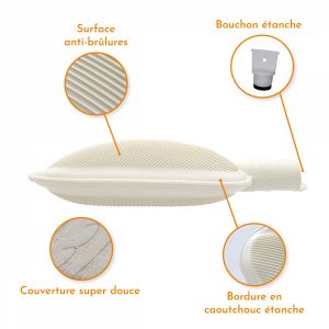 Bouillotte sans housse, lot de 3, durable, sûr, 2 litres, pour le lit,  caoutchouc inodore, eau