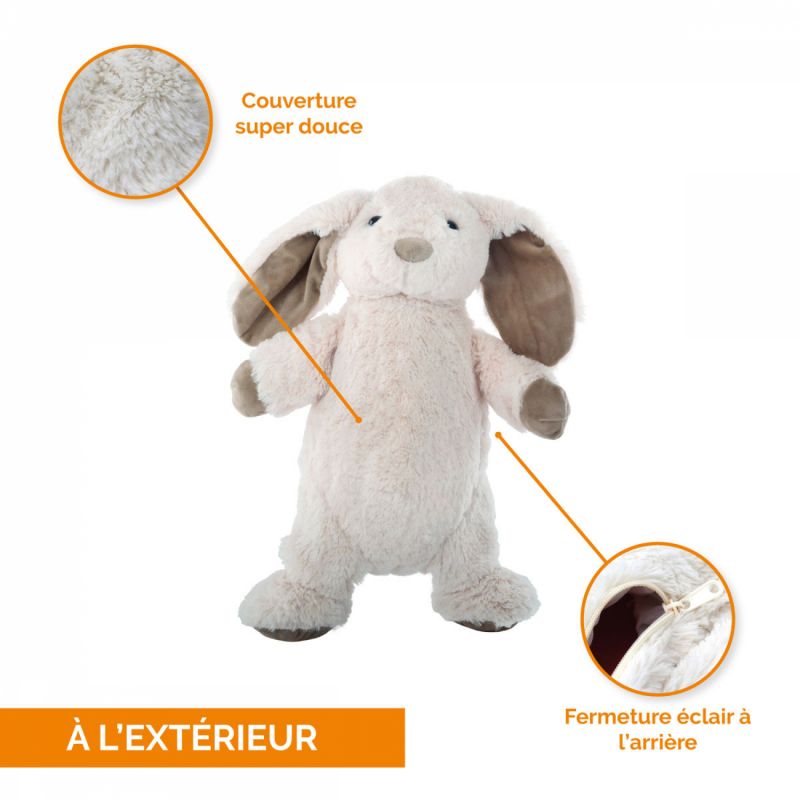 Bouillotte en caoutchouc avec housse peluche - 0.8 L - Lapin - Blanc