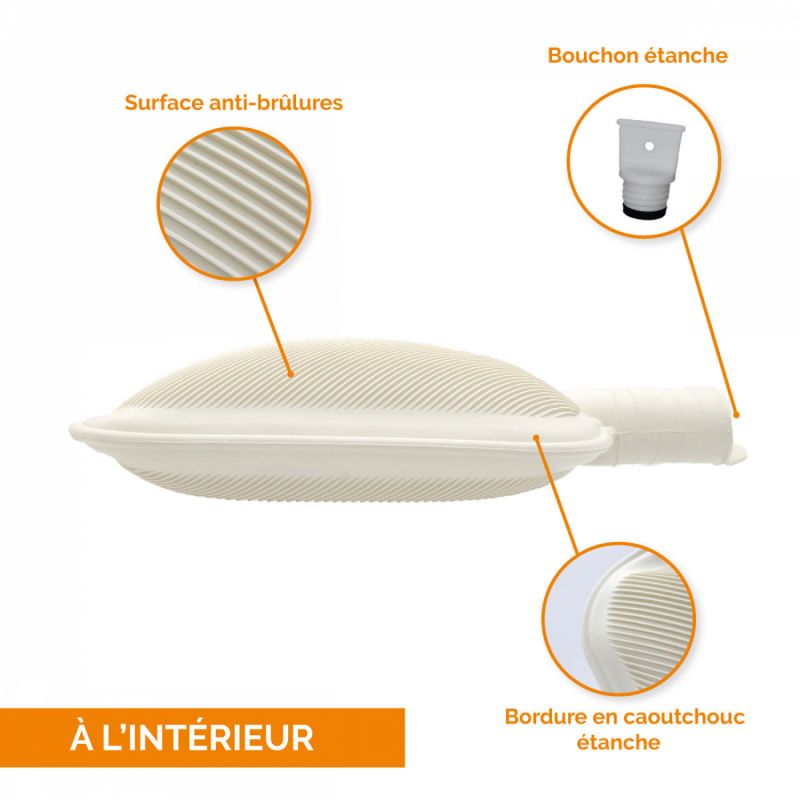 Bouillotte en caoutchouc avec housse peluche - 0.8 L - Lapin - Blanc
