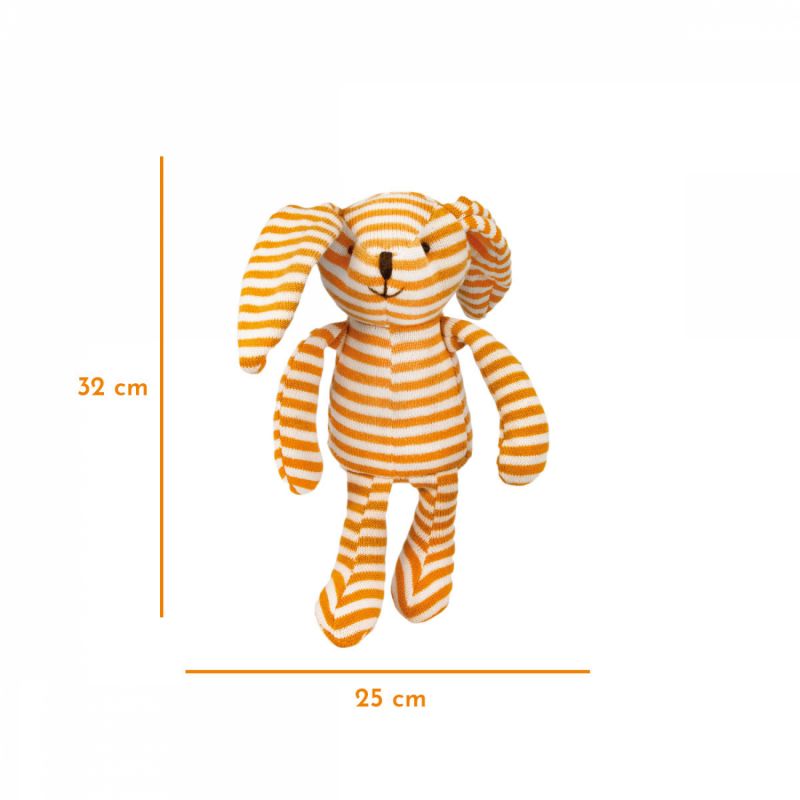 Bouillotte à graines avec housse peluche - Lapin rayé - Jaune
