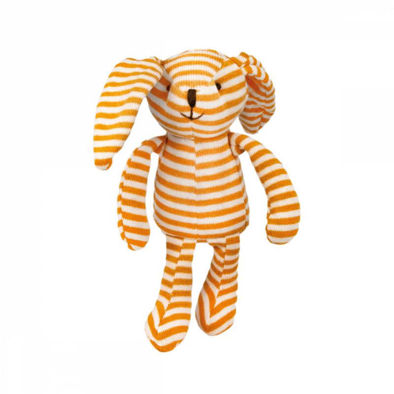 Bouillotte à graines avec housse peluche - Lapin rayé - Jaune