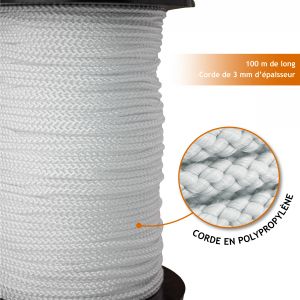 Corde tressée 3MM rouleau de 20 mètres