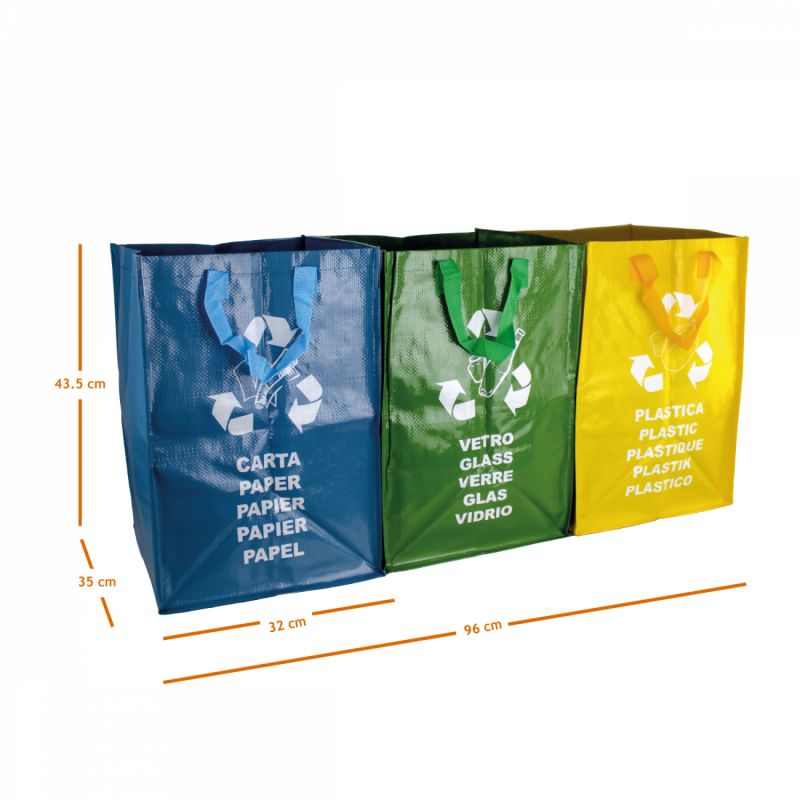 Lot de 3 sacs de recyclage - 130 L