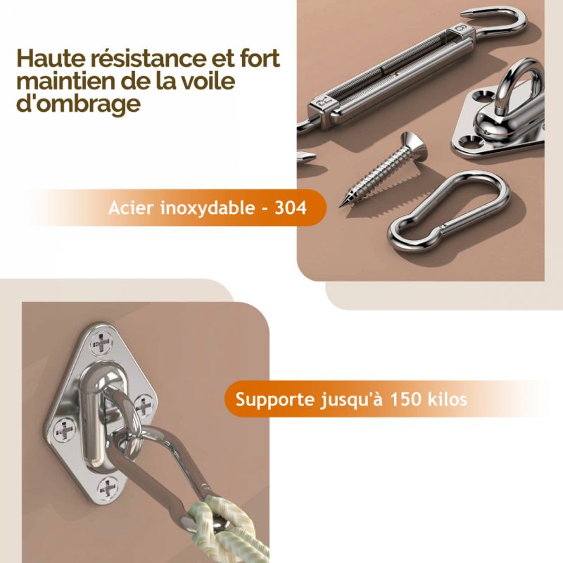 Kit de fixation pour voile d'ombrage