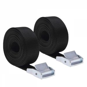 Lot de 2 sangles avec boucle - 25 mm x 2,5 m - Noir