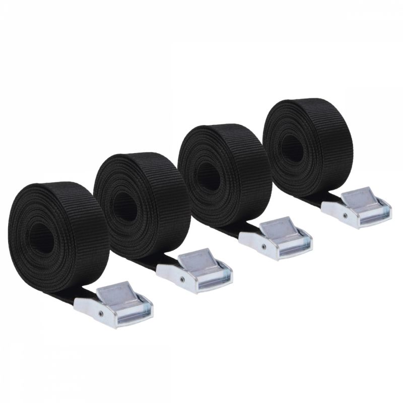 Lot de 4 sangles avec boucle - 25 mm x 2,5 m - Noir