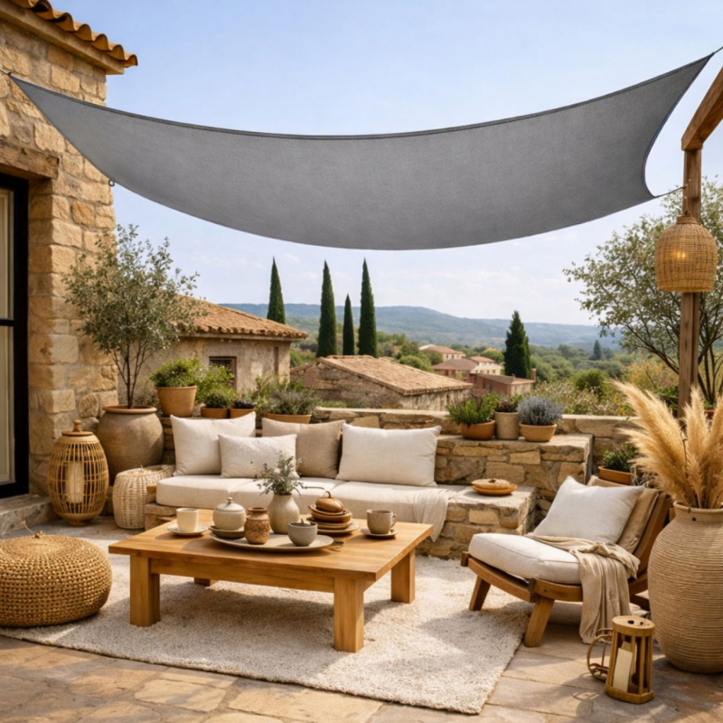 Voile d'ombrage rectangulaire - 2 x 3 m - Gris