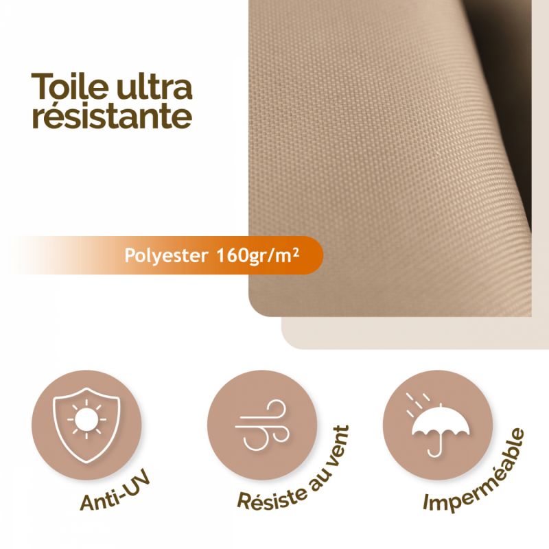 Voile d'ombrage rectangulaire - 3 x 4 m - Taupe