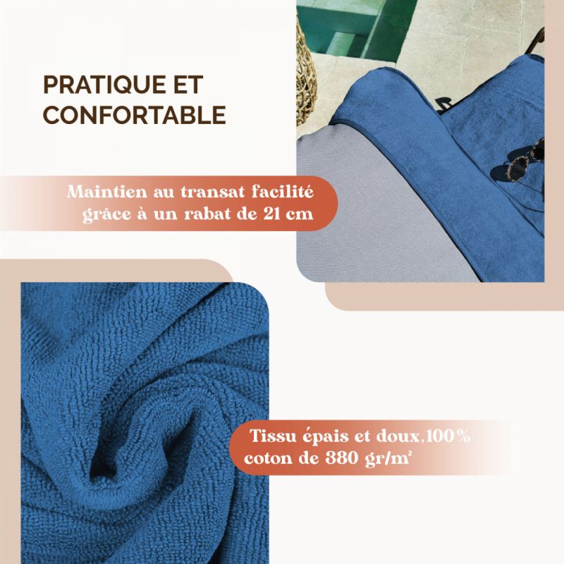 Serviette pour transat de bain - 75 x 200 cm - Bleu