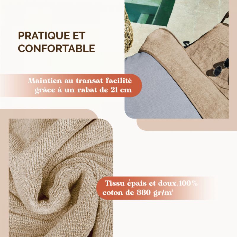 Serviette pour transat de bain - 75 x 200 cm - Beige