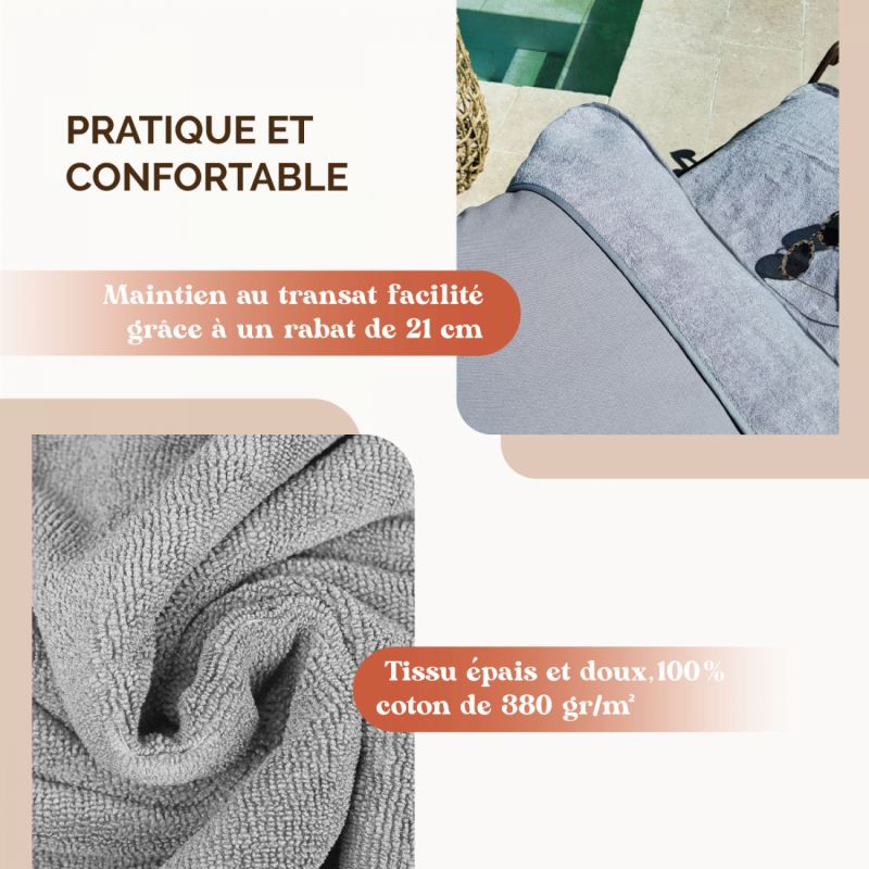 Serviette pour transat de bain - 75 x 200 cm - Gris