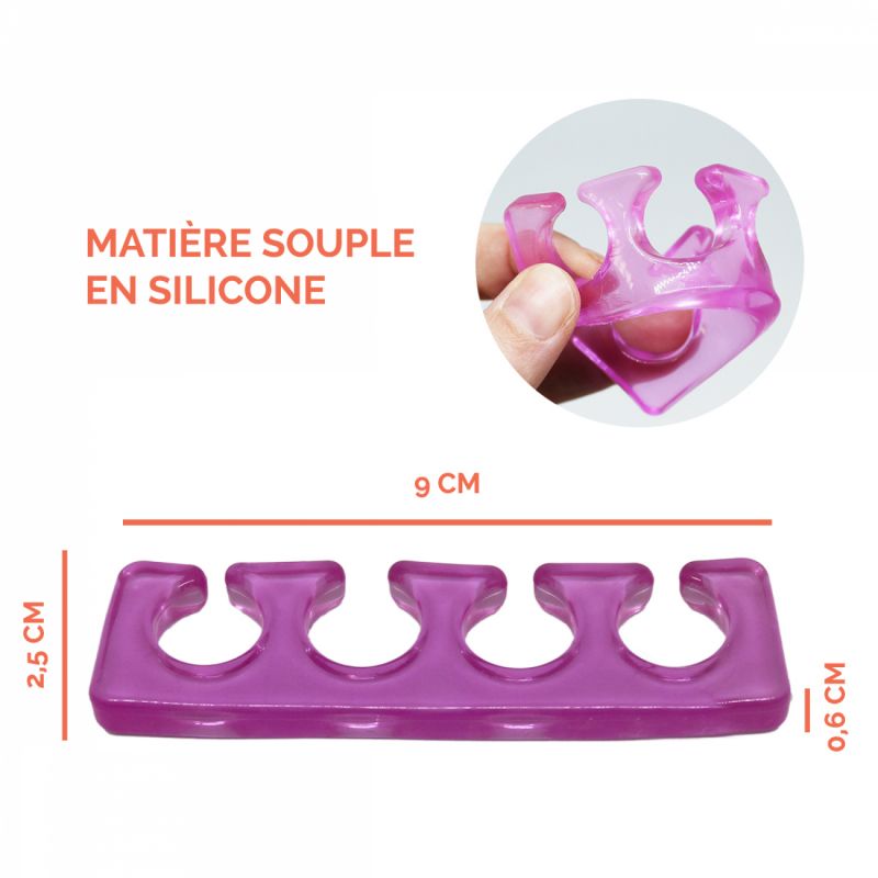 Lot de 2 paires de séparateurs d'orteils en silicone - Violet