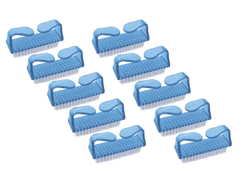 Lot de 10 brosses à ongles - Bleu