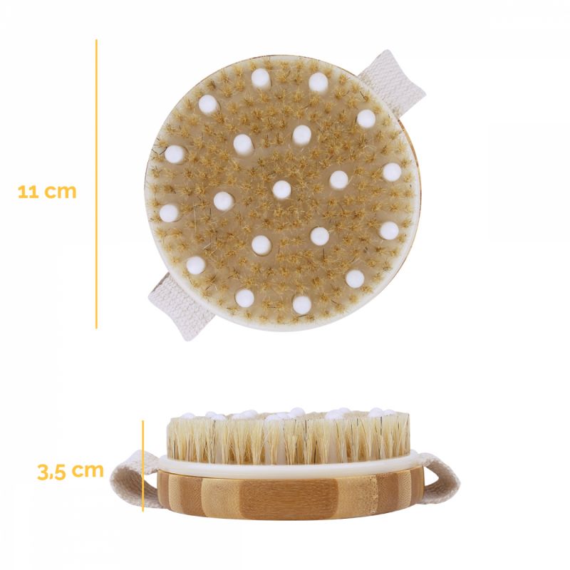 Lot de 2 brosses de drainage et de massage en bambou - 11 x 11 x 3,5 cm