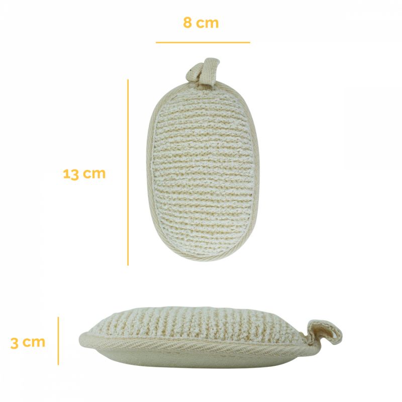 Lot de 2 éponges exfoliantes en fibre de bambou - Double face - 13 x 8 x 3 cm