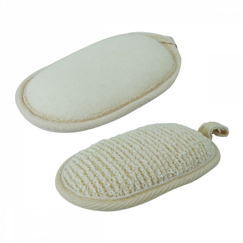 Lot de 2 éponges exfoliantes en fibre de bambou - Double face - 13 x 8 x 3 cm