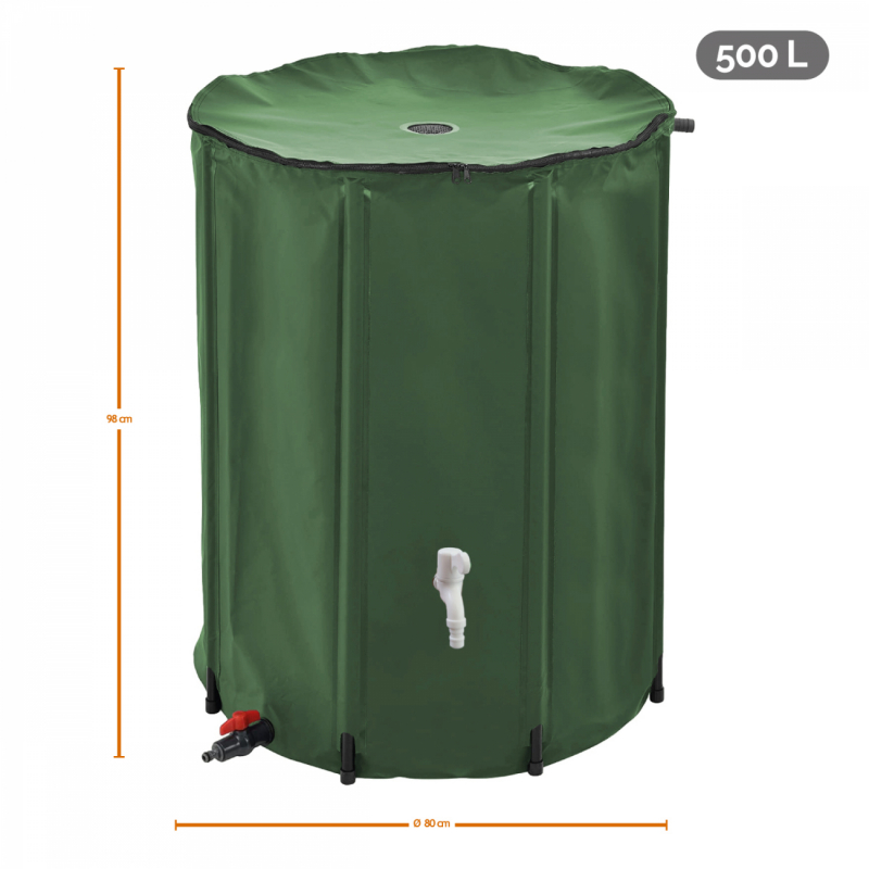 Récupérateur d'eau de pluie - 500 L - Vert