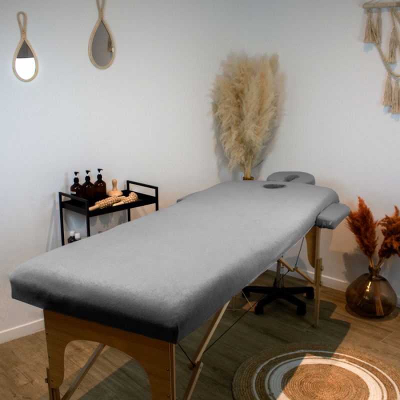 Kit complet de housses pour table de massage - Confort Plus - Éponge - Gris