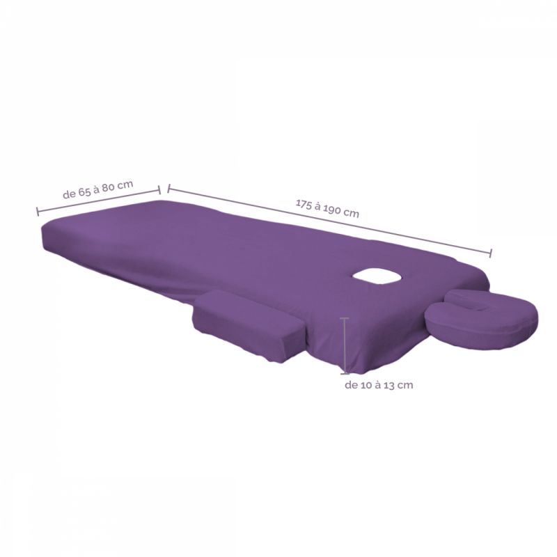 Kit complet de housses pour table de massage - Confort Plus - Éponge - Violet