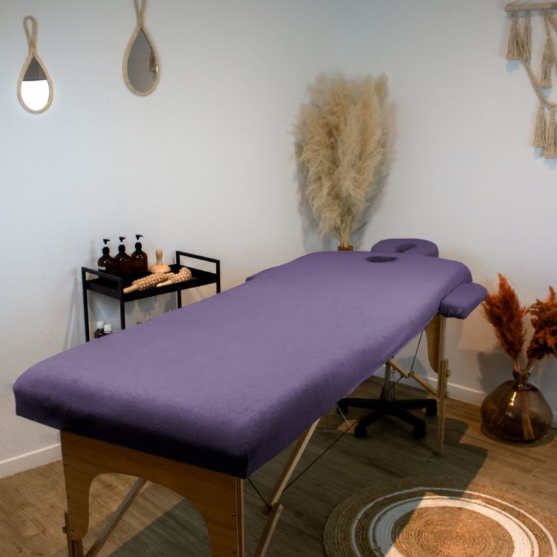 Kit complet de housses pour table de massage - Confort Plus - Éponge - Violet