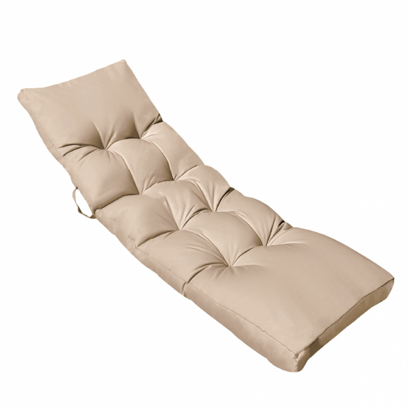 Coussin pour bain de soleil capitonné  - 185 x 55 cm - Beige