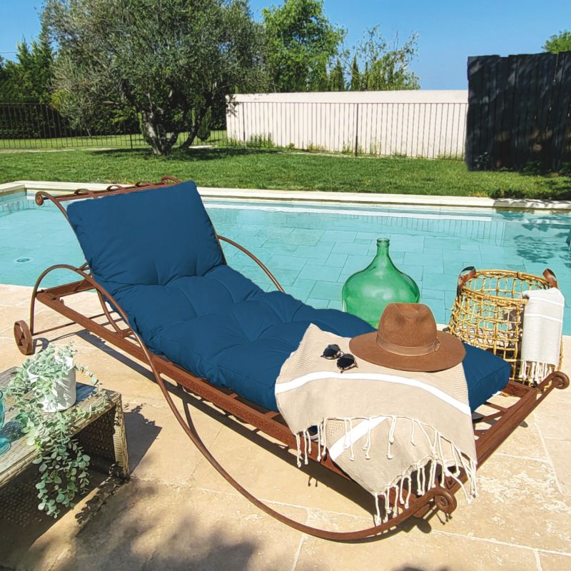 Coussin pour bain de soleil - 185 x 55 cm - Bleu azur