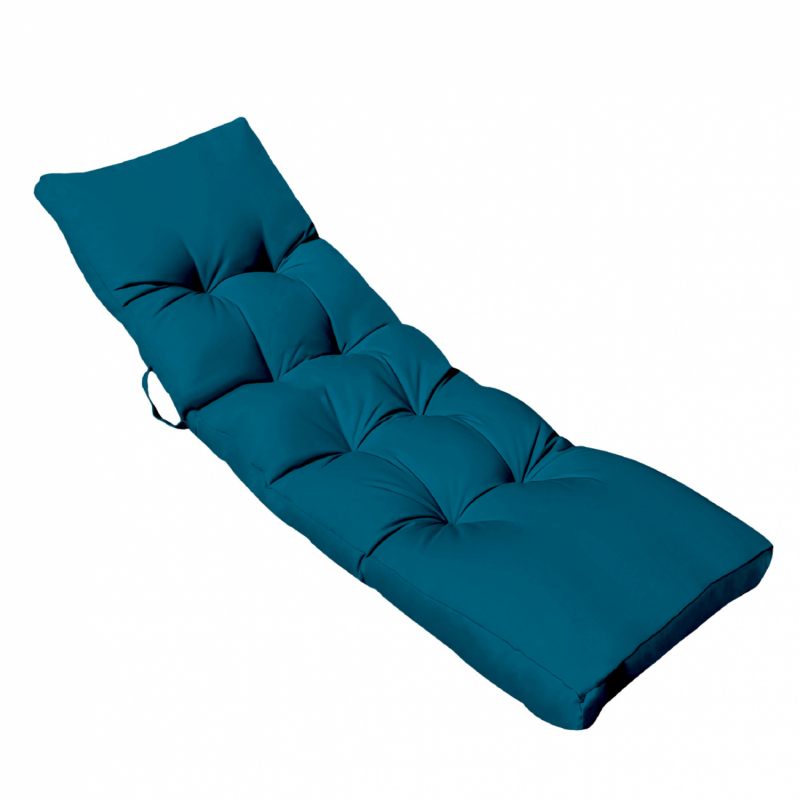 Coussin pour bain de soleil capitonné  - 185 x 55 cm - Bleu azur