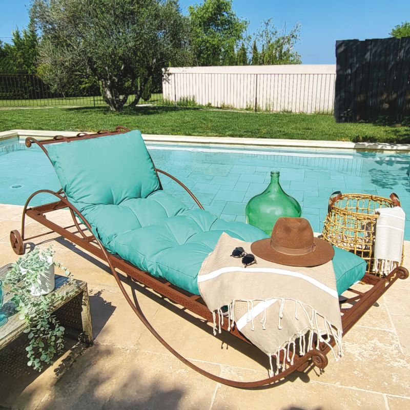 Coussin pour bain de soleil - 185 x 55 cm - Bleu turquoise