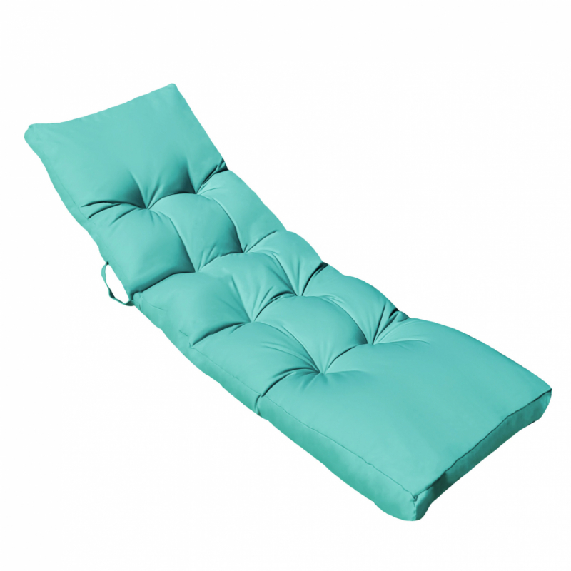 Coussin pour bain de soleil capitonné - 185 x 60 cm - Bleu turquoise