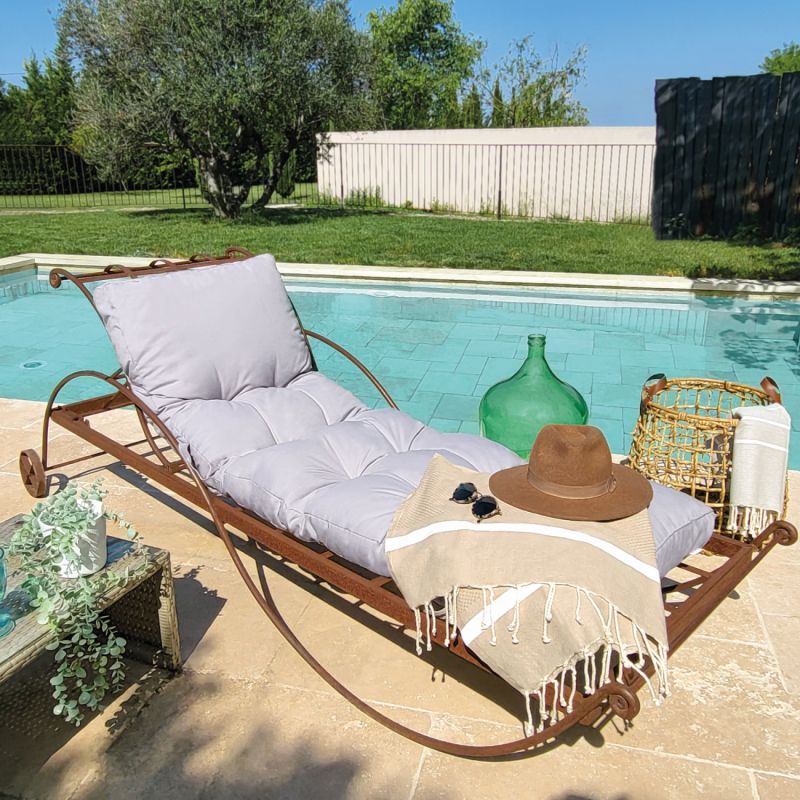 Coussin pour bain de soleil - 185 x 55 cm - Gris clair