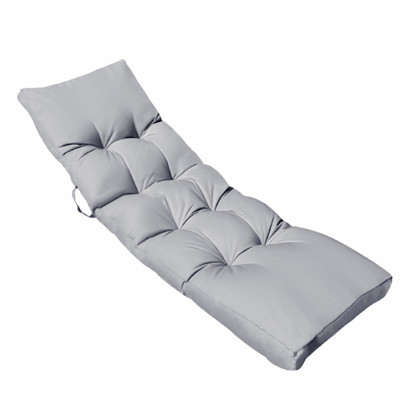 Coussin pour bain de soleil capitonné - 185 x 60 cm - Gris clair