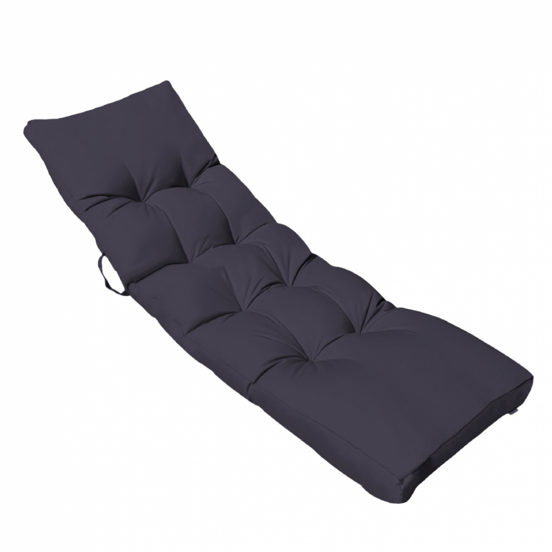 Coussin pour bain de soleil capitonné - 185 x 60 cm - Gris foncé