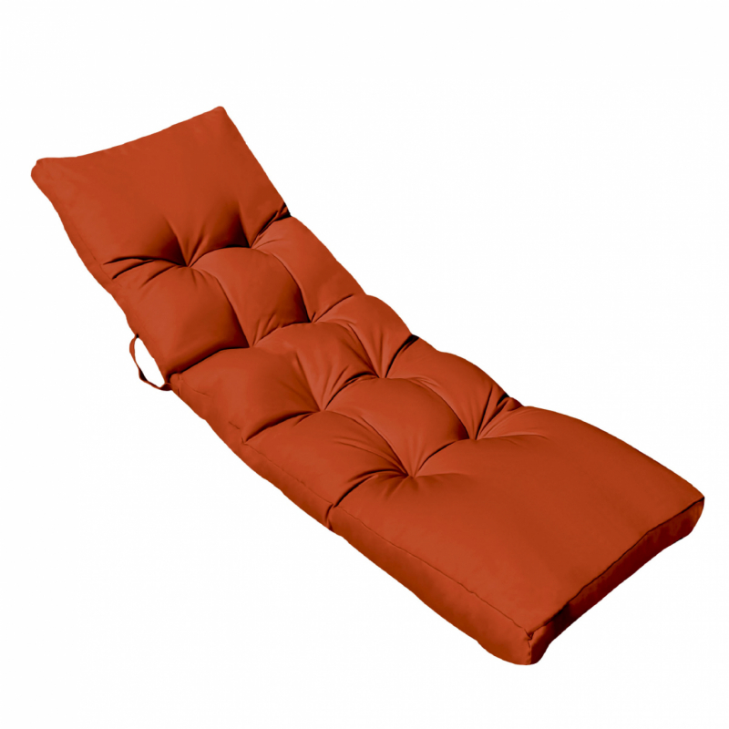 Coussin pour bain de soleil capitonné - 185 x 60 cm - Terracotta