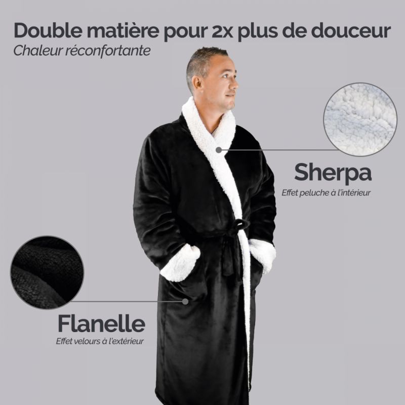 Robe de chambre polaire - L/XL - Noir