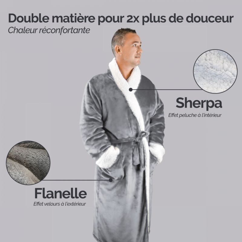 Robe de chambre polaire - L/XL - Gris