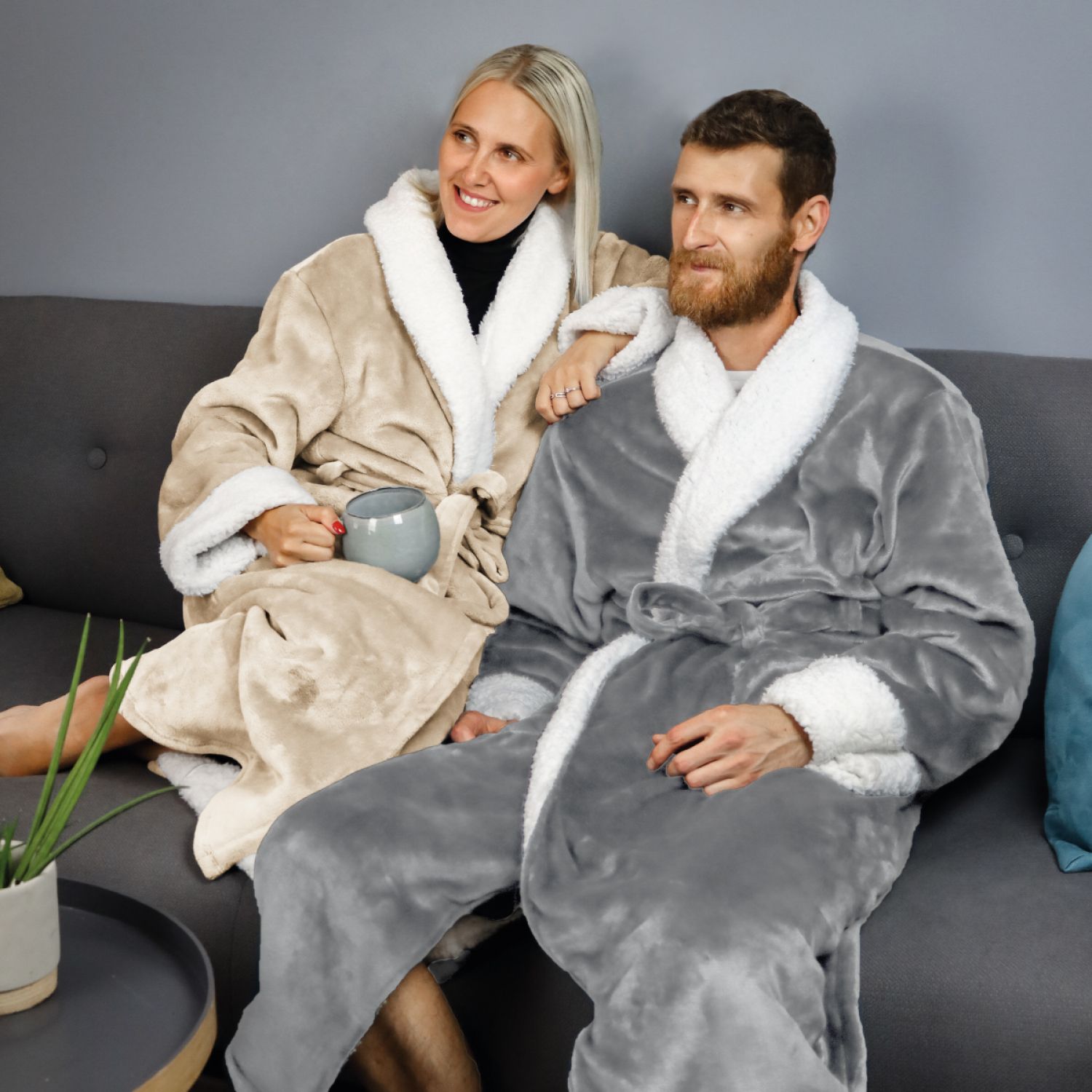 Robe de chambre polaire L XL Gris