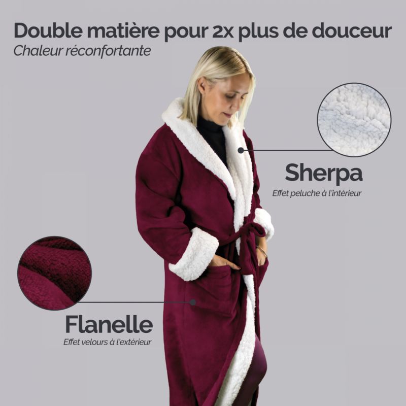 Robe de chambre polaire - S/M - Prune