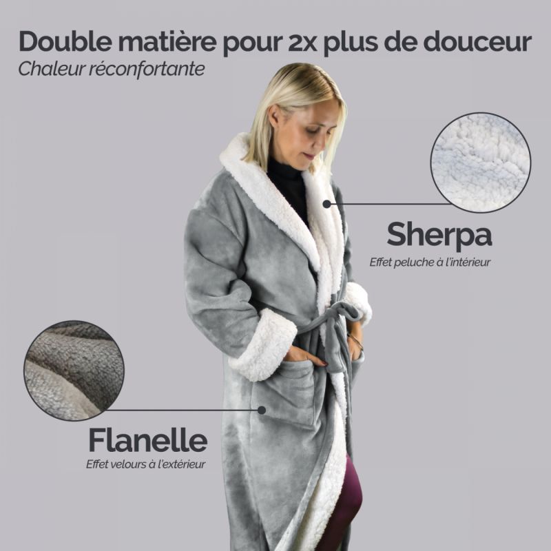 Robe de chambre polaire - S/M - Gris