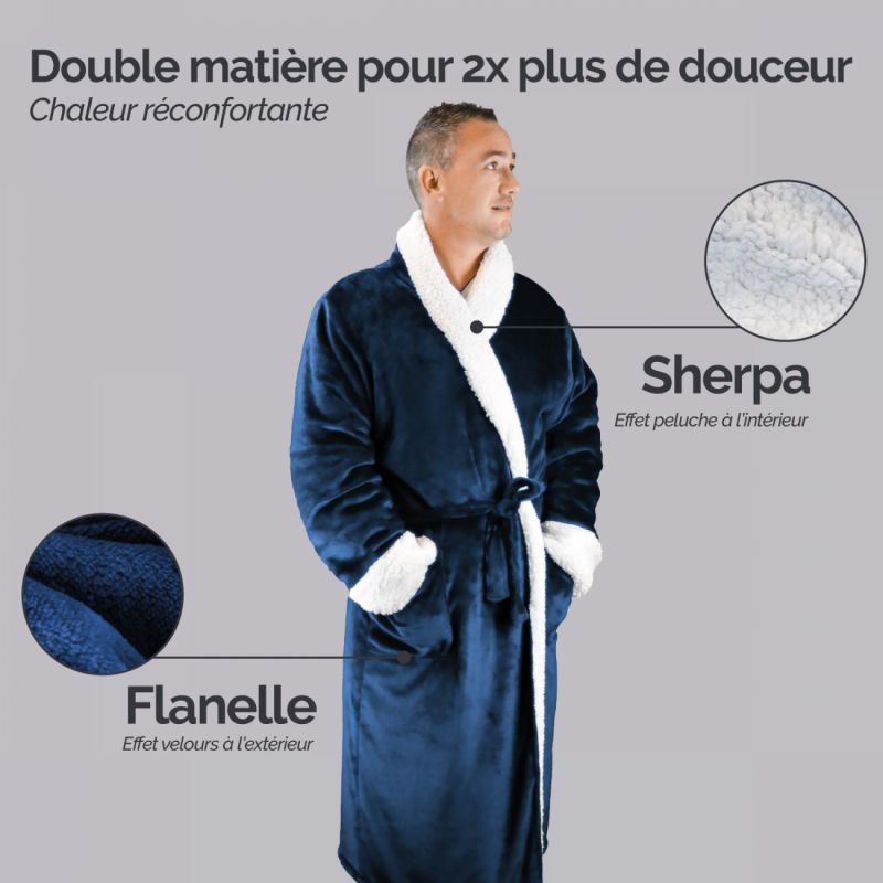 Robe de chambre polaire - L/XL - Bleu