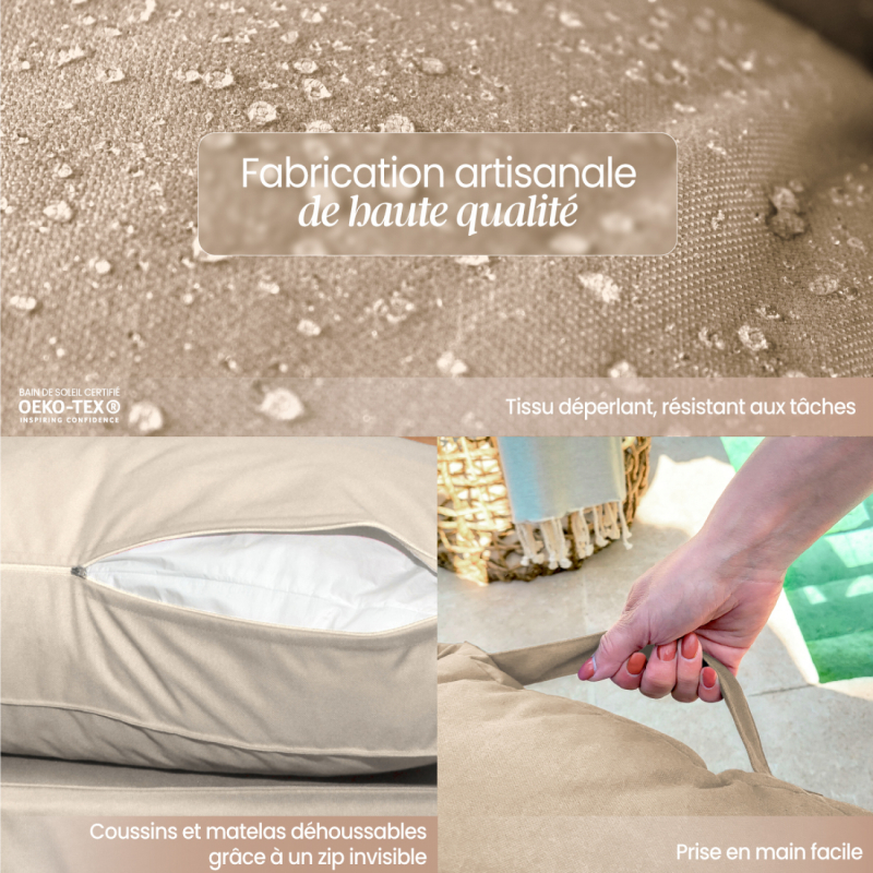 Kit de coussins déhoussables pour palette - Beige