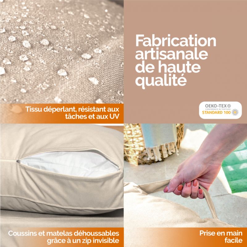 Kit de coussins déhoussables pour palette - Beige