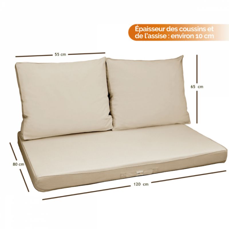 Kit de coussins déhoussables pour palette - Beige