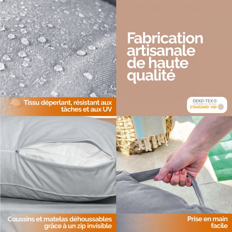 Kit de coussins déhoussables pour palette - Gris clair