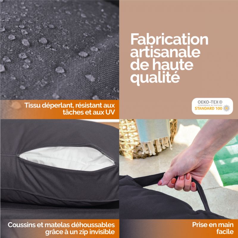 Kit de coussins déhoussables pour palette - Gris foncé