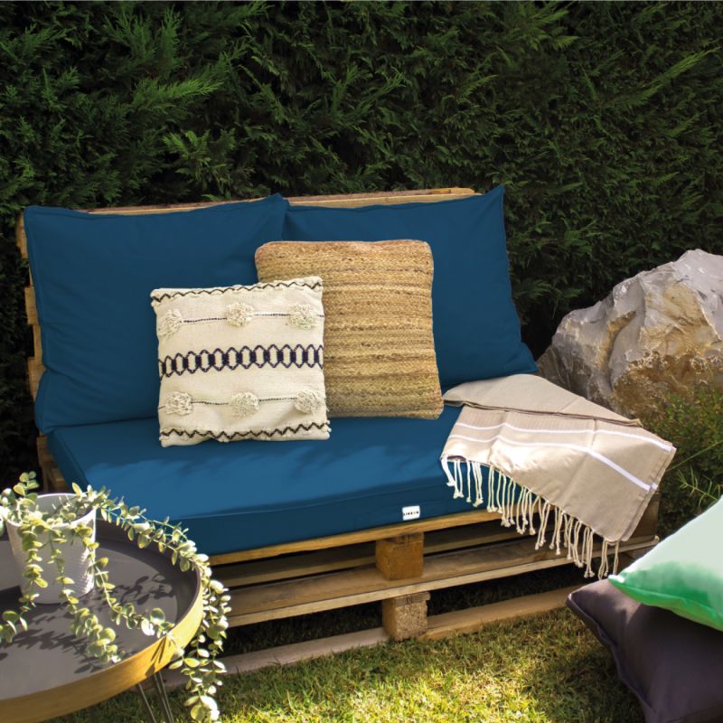 Kit de coussins déhoussables pour palette - Bleu azur