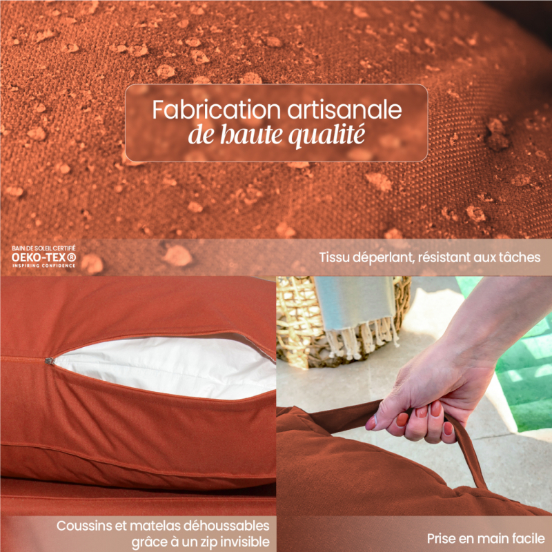 Kit de coussins déhoussables pour palette - Terracotta