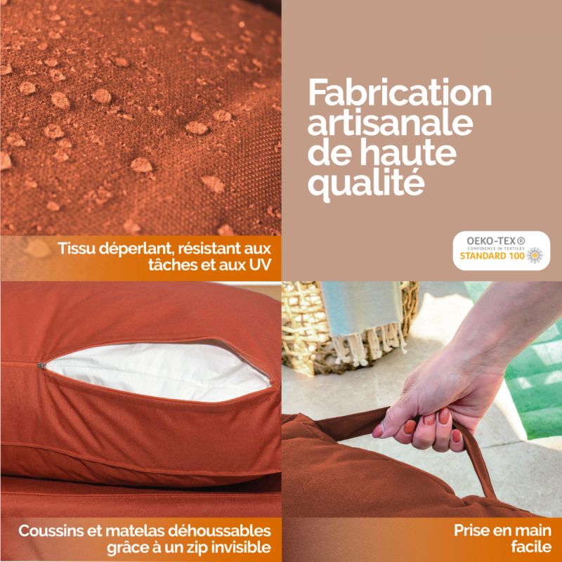 Kit de coussins déhoussables pour palette - Terracotta