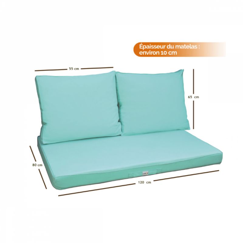 Kit de coussins déhoussables pour palette - Bleu turquoise